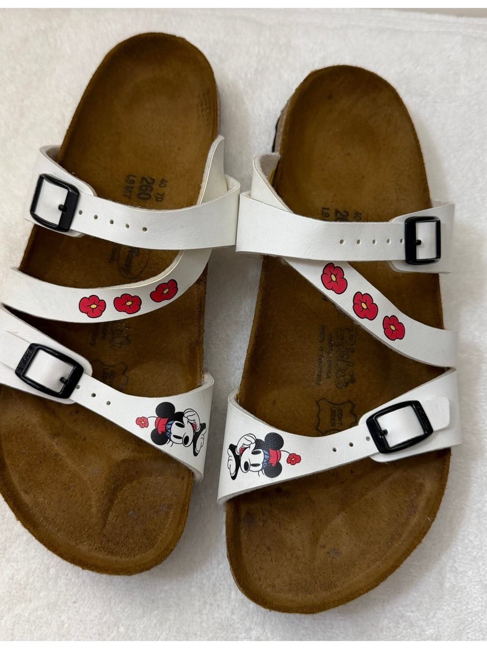 Birkenstock Kids White Minnie Mouse Triple-Strap Sandals